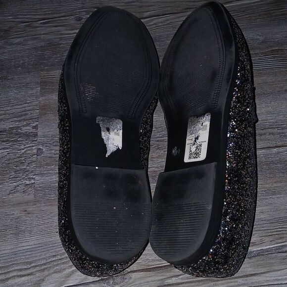  DESIGN loafers in black glitter with snaffle detail  Sz 10W 10 Wide